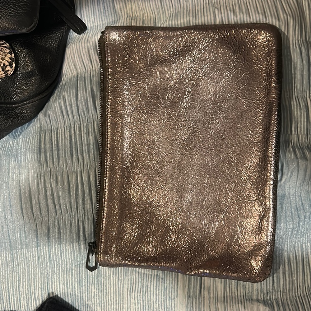 Marc Jacobs silver crinkly clutch